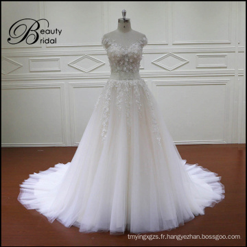 Robe de mariée élégante en tulle blanc 3D fleurs
